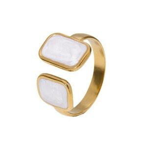 Elegant Gold and White Adjustable Ring